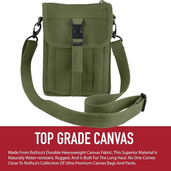 Rothco Olive Green Canvas Military Style Unisex Tactical Crossbody Shoulder Bag - Picture 10 of 10